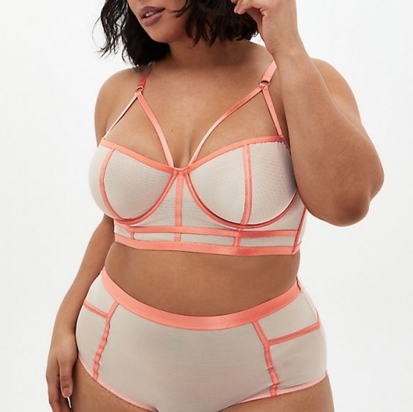 NWT Strappy Coral Mesh Torrid Longline Bralette 1x - Picture 2 of 7